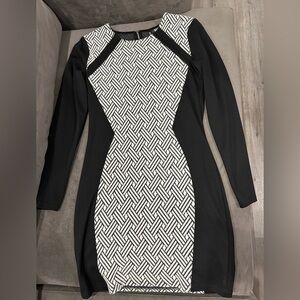 H&M Black and White Patterned Dress